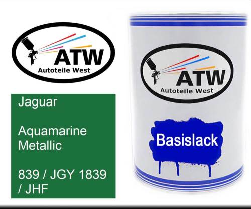 Jaguar, Aquamarine Metallic, 839 / JGY 1839 / JHF: 500ml Lackdose, von ATW Autoteile West.